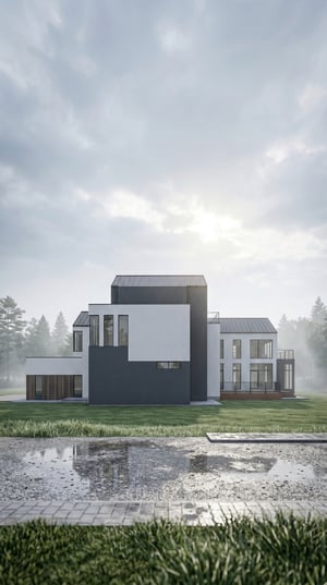 Create a high-resolution rendering based off this house image (luxury modern Can (2)